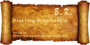 Bierling Krisztián névjegykártya